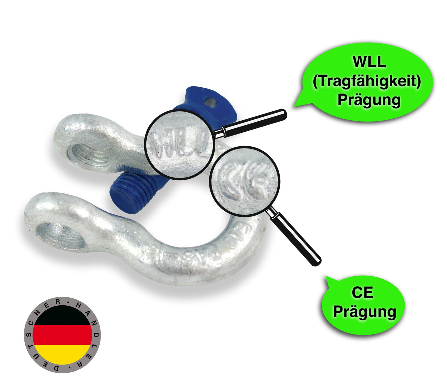 Schäkel hochfest geschweifte Form mit Mutter und Splint | HC2 GOTEC | Shop